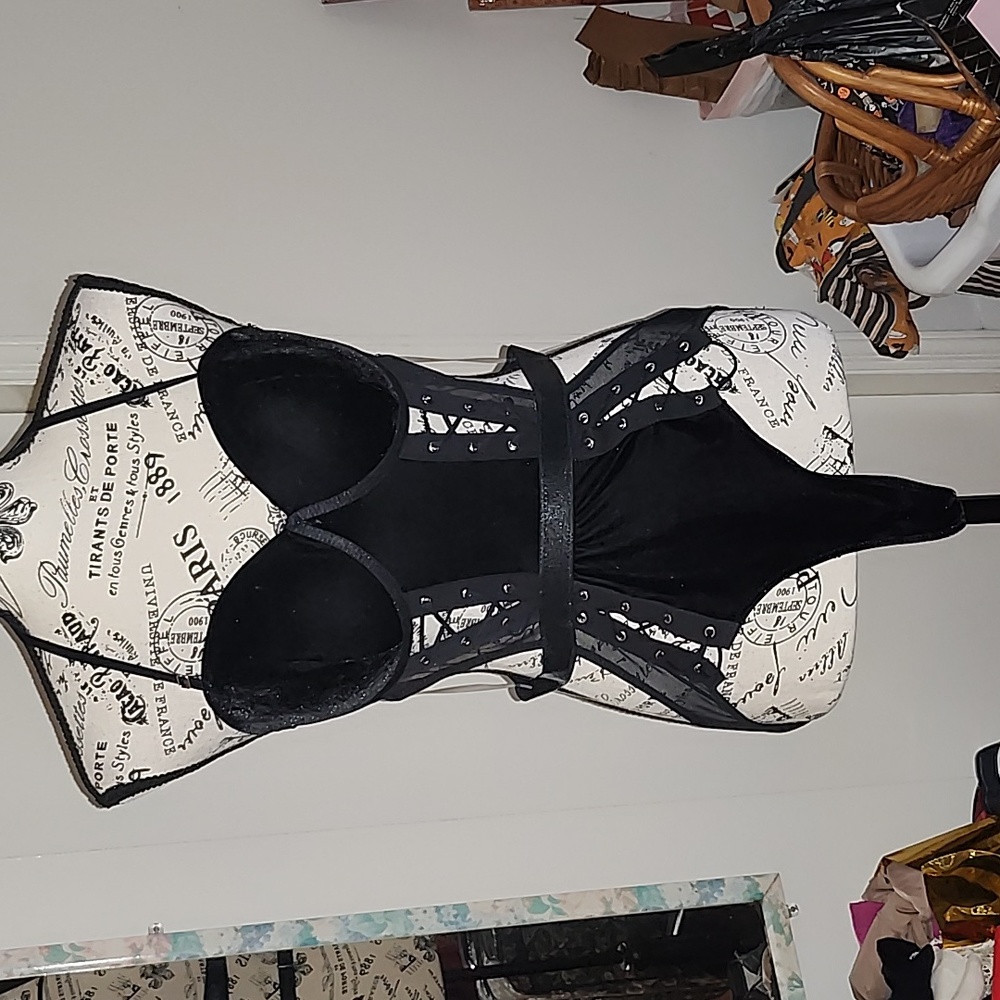 BodyRage black velvet lace up lingerie